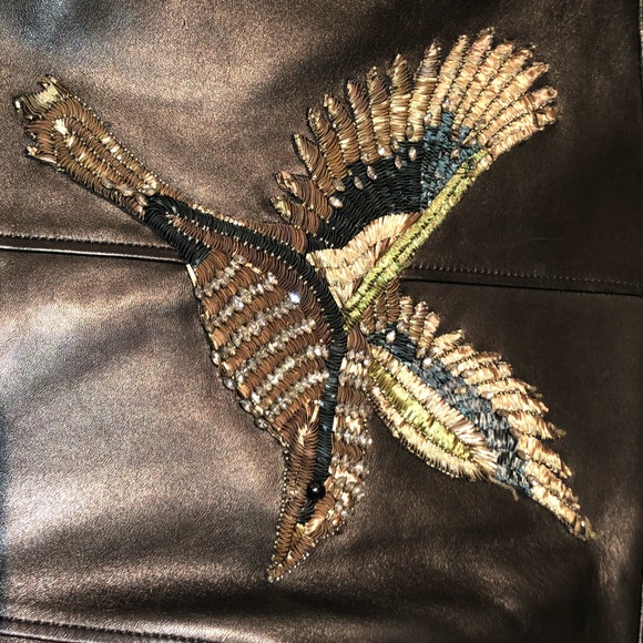 SOLD!!Gucci leather jacket with embellishment bird - Picture 5 of 8